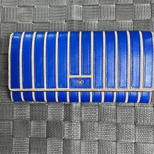 Anya Hindmarch Blue and Taupe Striped Wallet